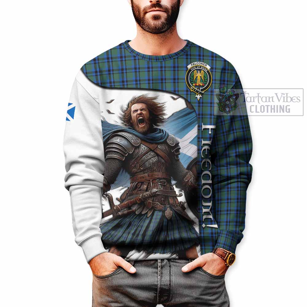 Tartan Vibes Clothing Falconer Crest Tartan Sweatshirt Inspired by the Freedom of Scottish Warrior