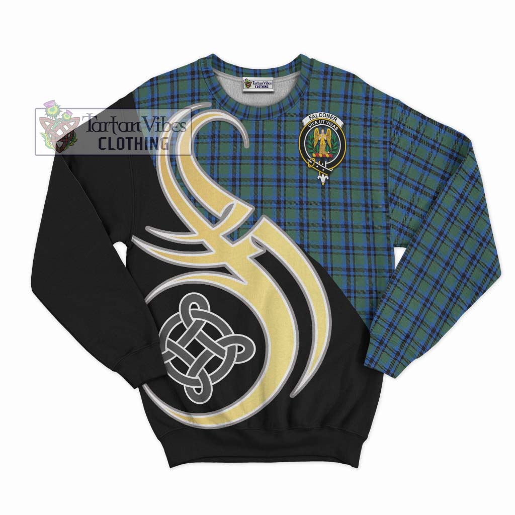 Tartan Vibes Clothing Falconer Tartan Sweatshirt with Family Crest and Celtic Symbol Style