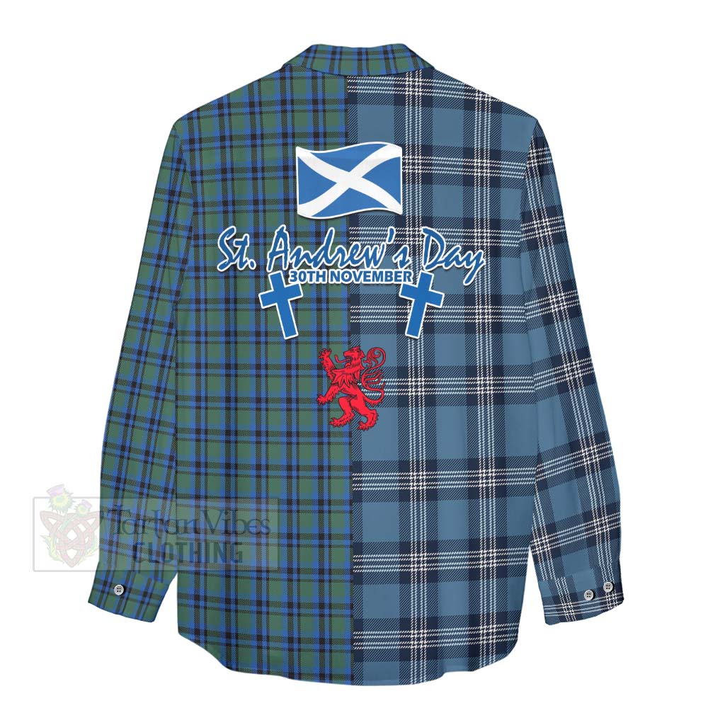 Tartan Vibes Clothing Falconer Tartan Women's Casual Shirt Happy St. Andrew's Day Half Tartan Style