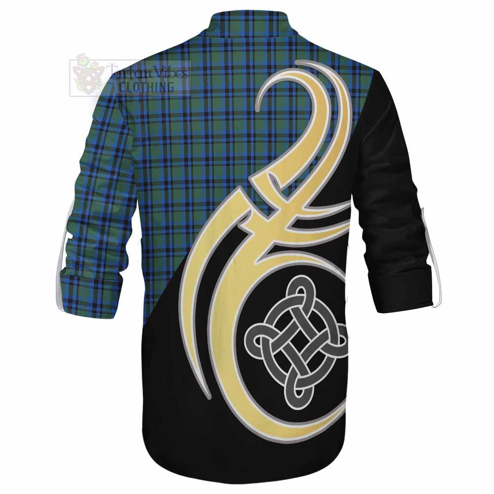 Tartan Vibes Clothing Falconer Tartan Ghillie Kilt Shirt with Family Crest and Celtic Symbol Style