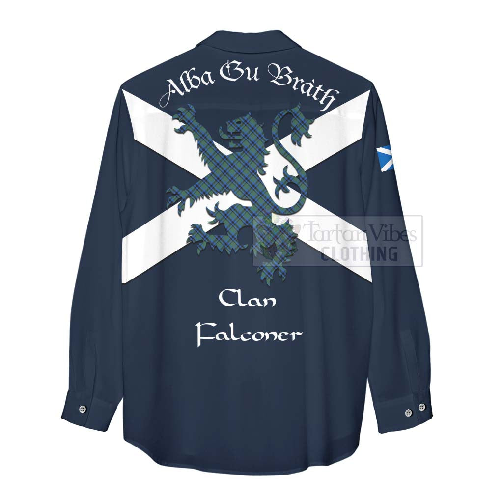 Tartan Vibes Clothing Falconer Tartan Lion Rampant Women's Casual Shirt Proudly Display Your Heritage with Alba Gu Brath and Clan Name