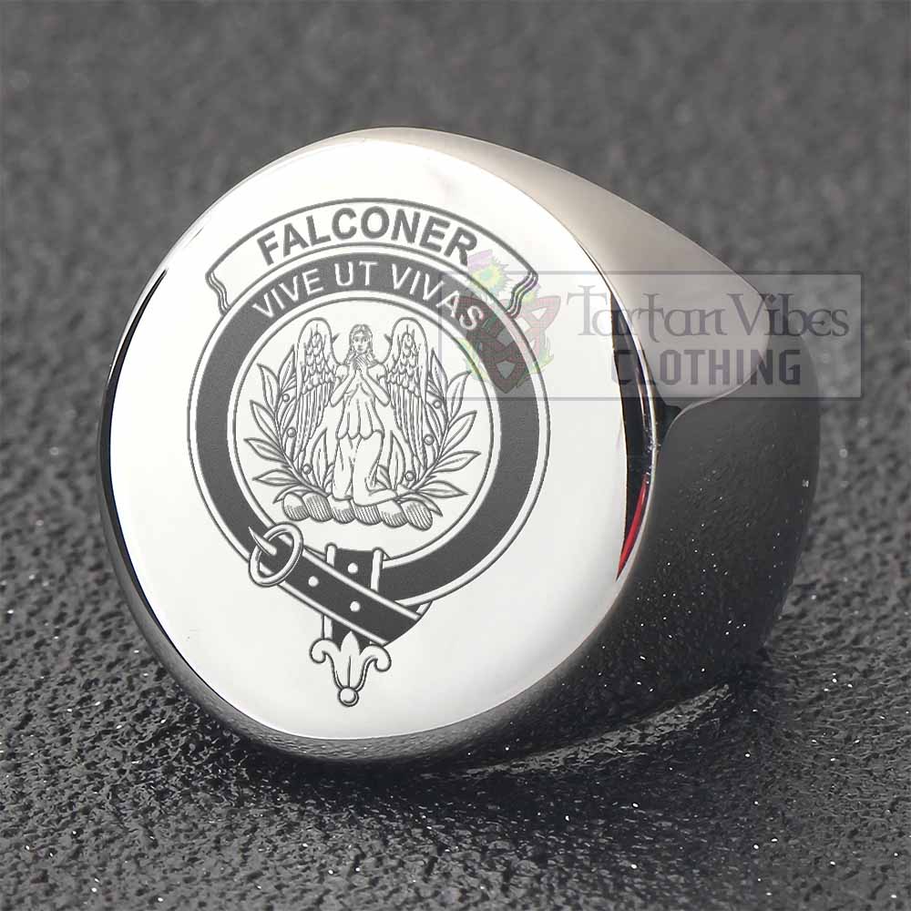 Tartan Vibes Clothing Falconer Clan Crest Engraved Ring