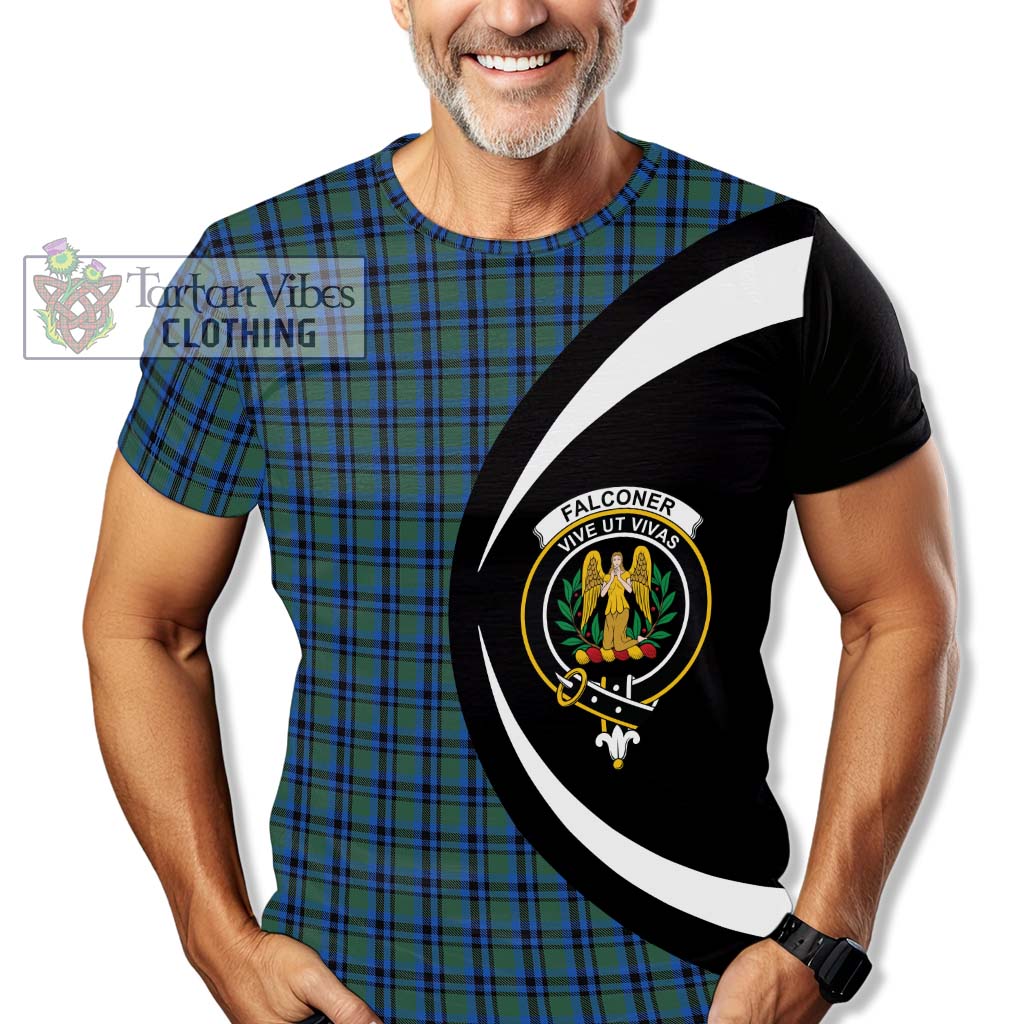 Tartan Vibes Clothing Falconer Tartan T-Shirt with Family Crest Circle Style