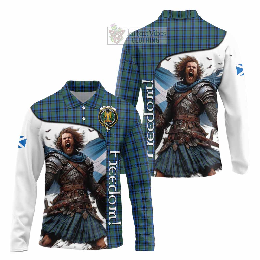 Tartan Vibes Clothing Falconer Crest Tartan Long Sleeve Polo Shirt Inspired by the Freedom of Scottish Warrior