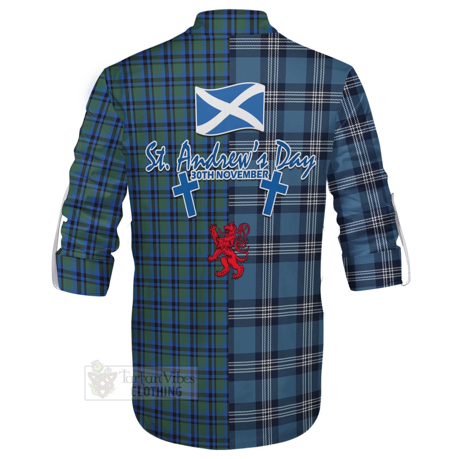 Tartan Vibes Clothing Falconer Tartan Ghillie Kilt Shirt Happy St. Andrew's Day Half Tartan Style