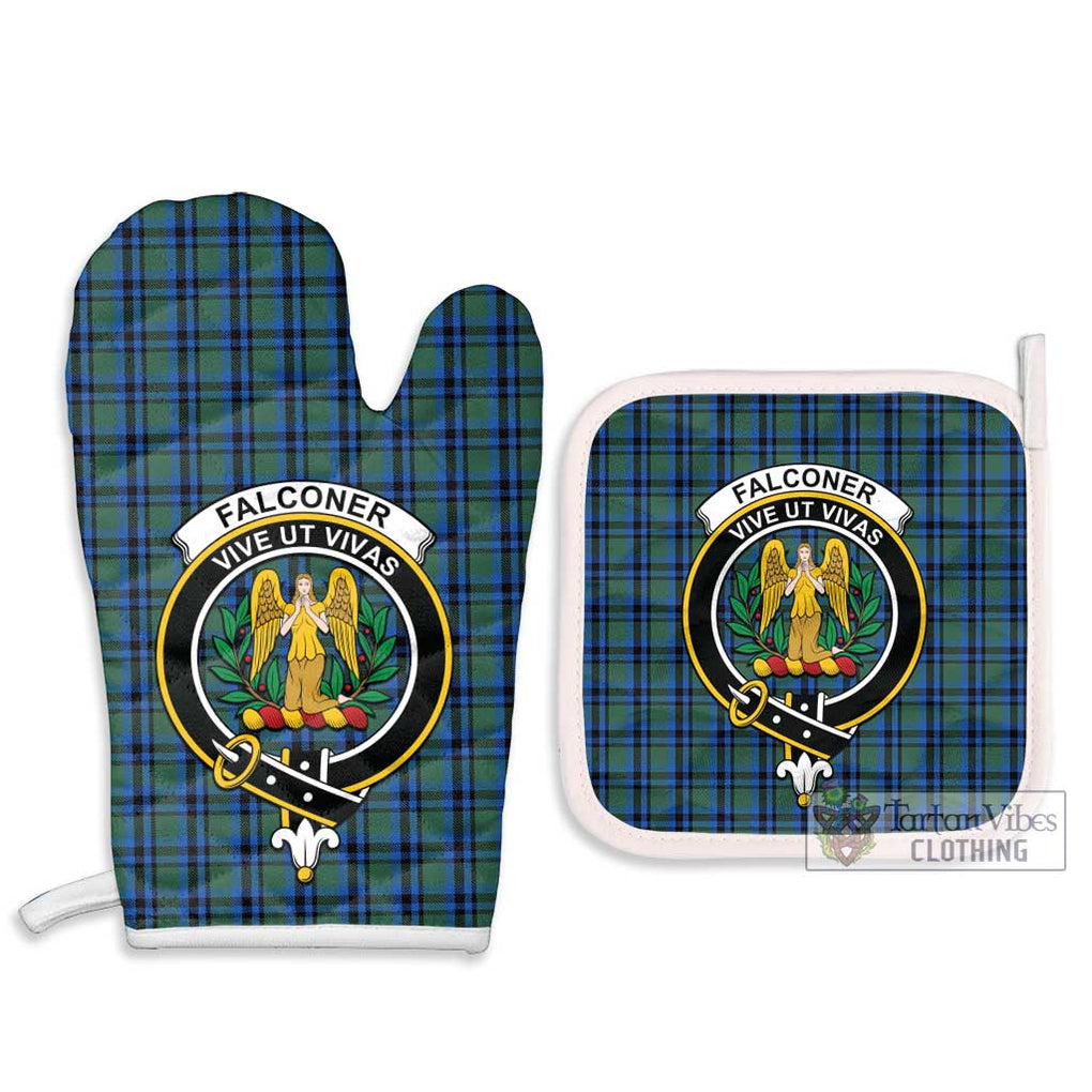 Falconer Tartan Combo Oven Mitt & Pot-Holder with Family Crest Combo 1 Oven Mitt & 2 Pot-Holder White - Tartan Vibes Clothing