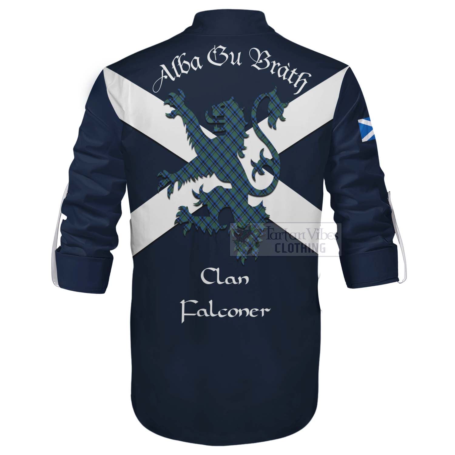 Tartan Vibes Clothing Falconer Tartan Lion Rampant Ghillie Kilt Shirt Proudly Display Your Heritage with Alba Gu Brath and Clan Name