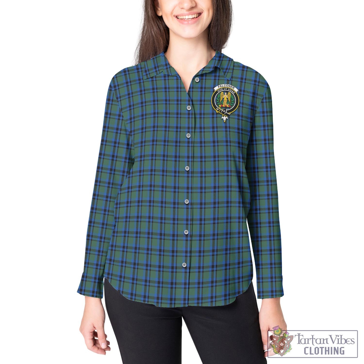 Tartan Vibes Clothing Falconer Tartan Womens Casual Shirt with Family Crest