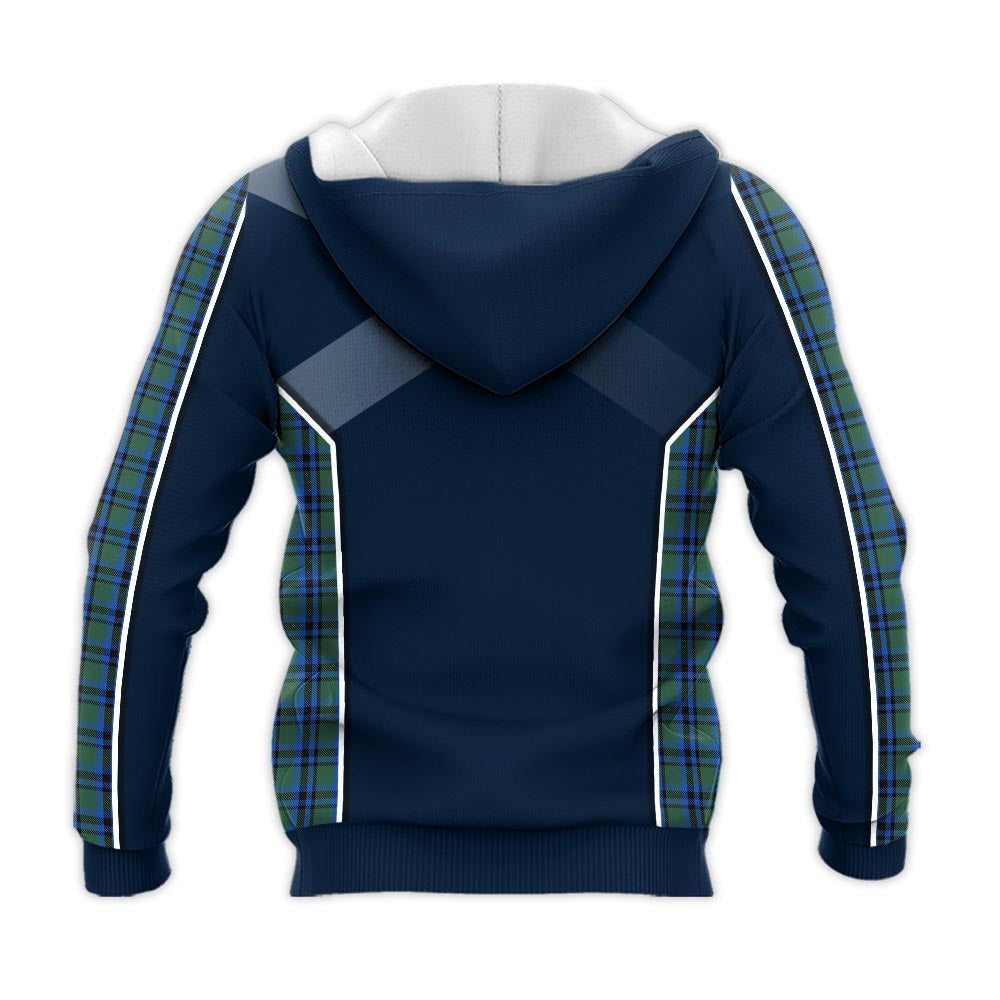 Tartan Vibes Clothing Falconer Tartan Knitted Hoodie with Family Crest and Scottish Thistle Vibes Sport Style