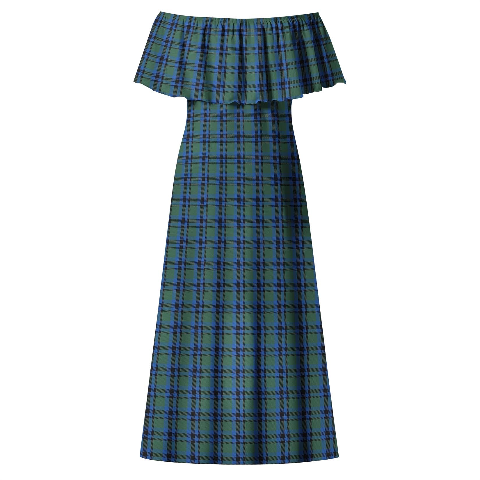 Falconer Tartan Off Shoulder Long Dress - Tartanvibesclothing