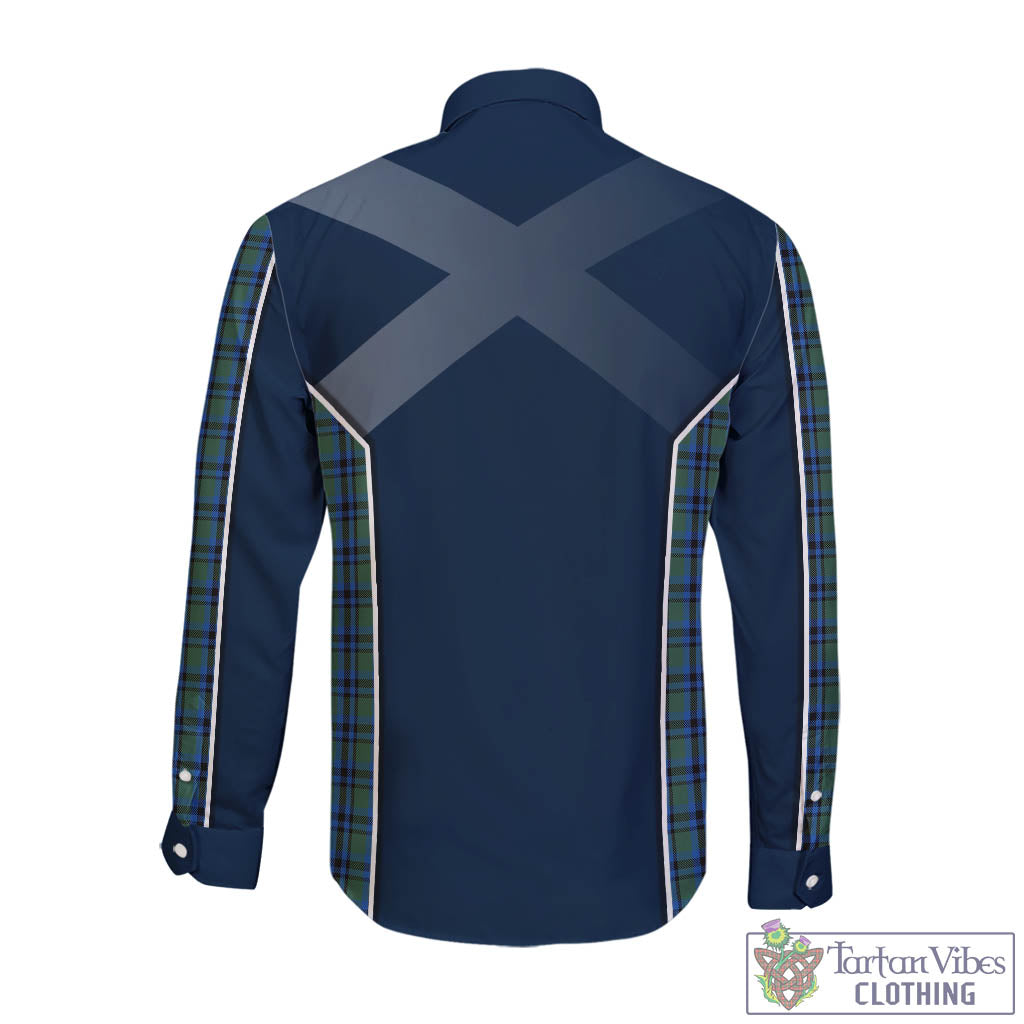 Tartan Vibes Clothing Falconer Tartan Long Sleeve Button Up Shirt with Family Crest and Scottish Thistle Vibes Sport Style