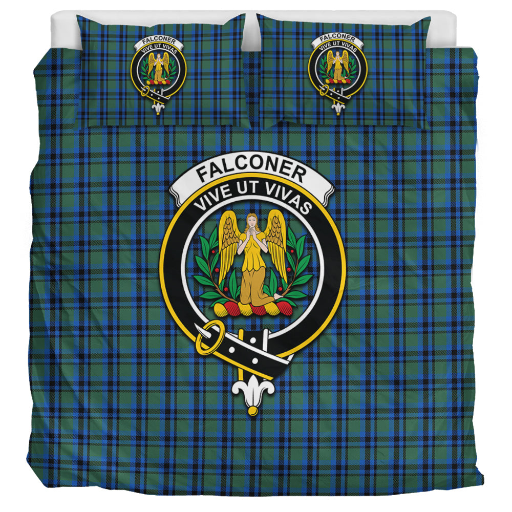 Falconer Tartan Bedding Set with Family Crest UK Bedding Set UK Super King 104*94 inch - Tartan Vibes Clothing