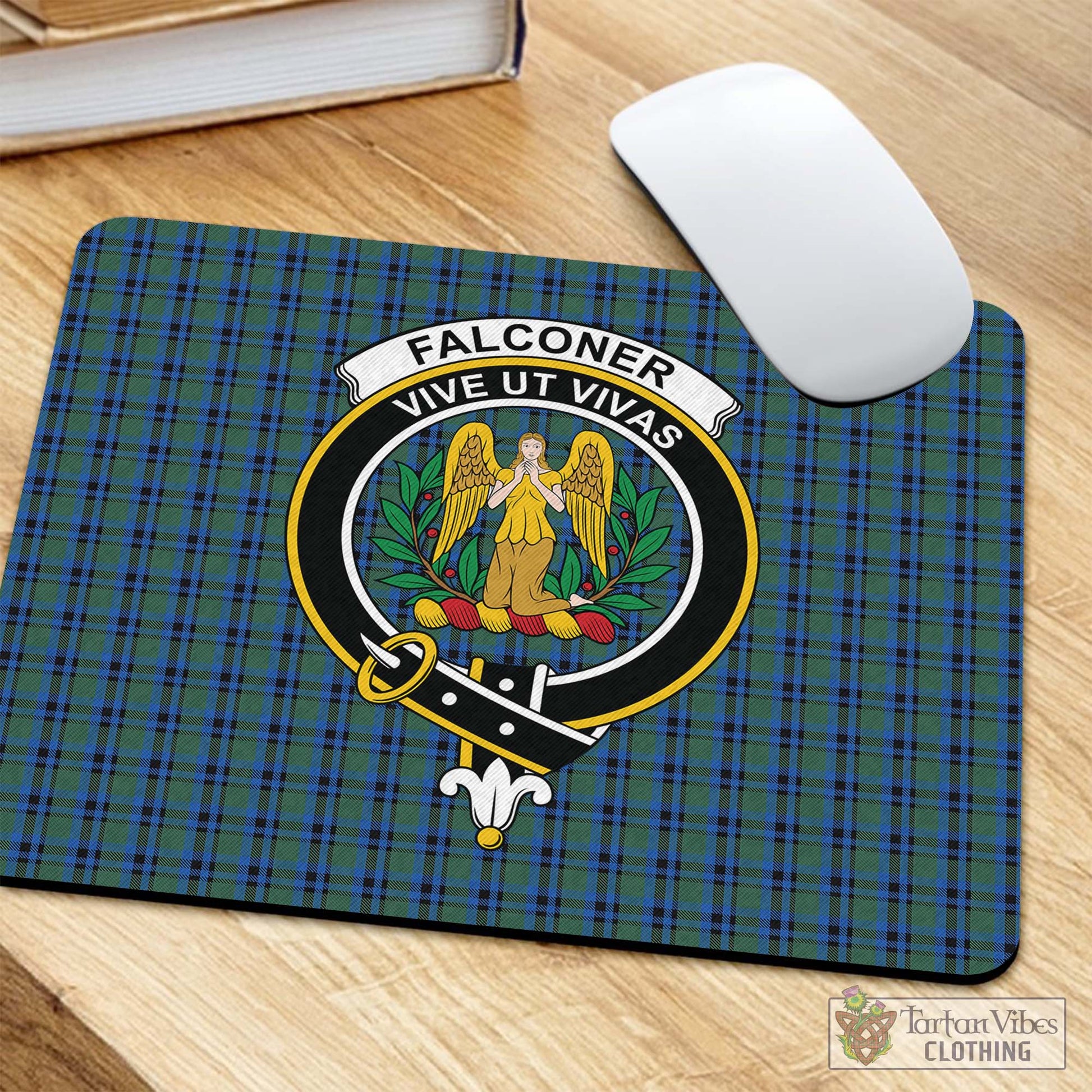 Tartan Vibes Clothing Falconer Tartan Mouse Pad with Family Crest