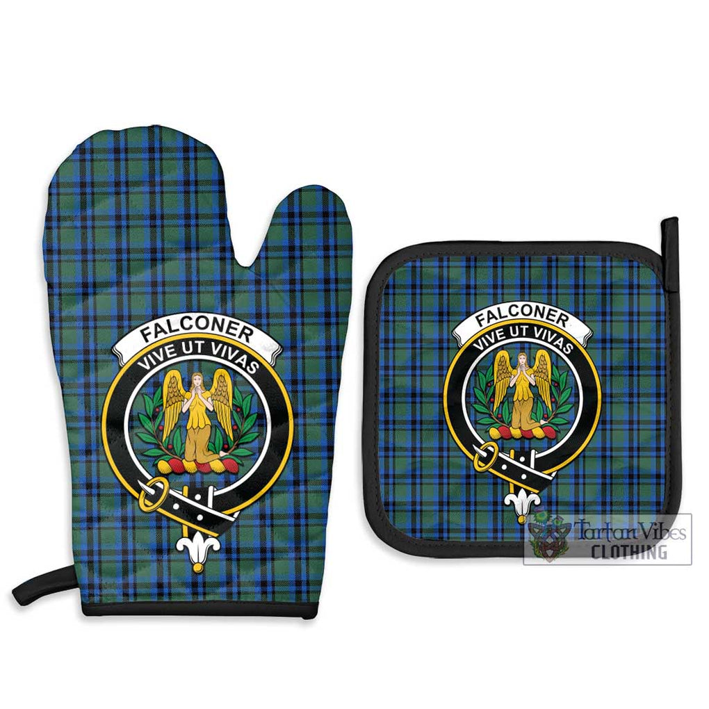 Falconer Tartan Combo Oven Mitt & Pot-Holder with Family Crest Combo 1 Oven Mitt & 2 Pot-Holder Black - Tartan Vibes Clothing