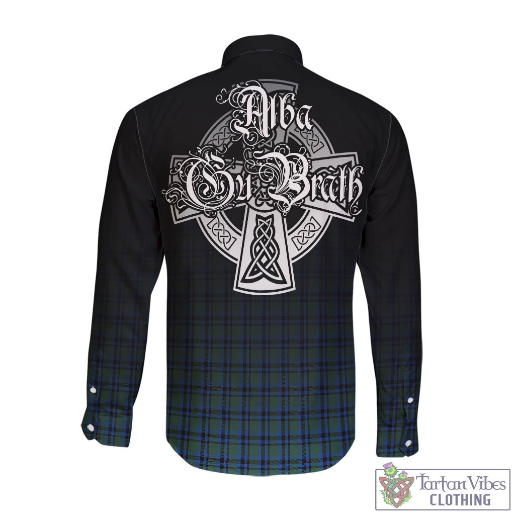 Tartan Vibes Clothing Falconer Tartan Long Sleeve Button Up Featuring Alba Gu Brath Family Crest Celtic Inspired