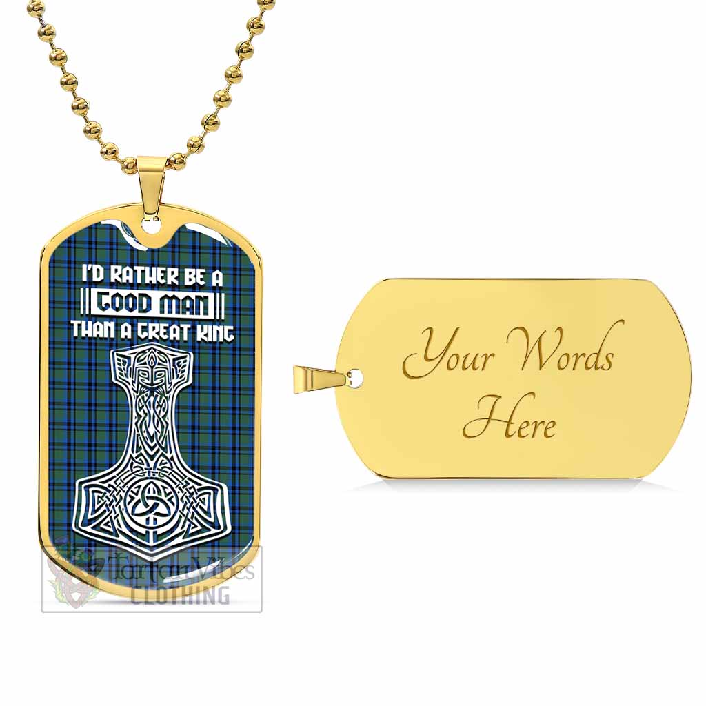 Tartan Vibes Clothing Falconer Tartan Dog Tag Necklace Viking Mjolnir Style