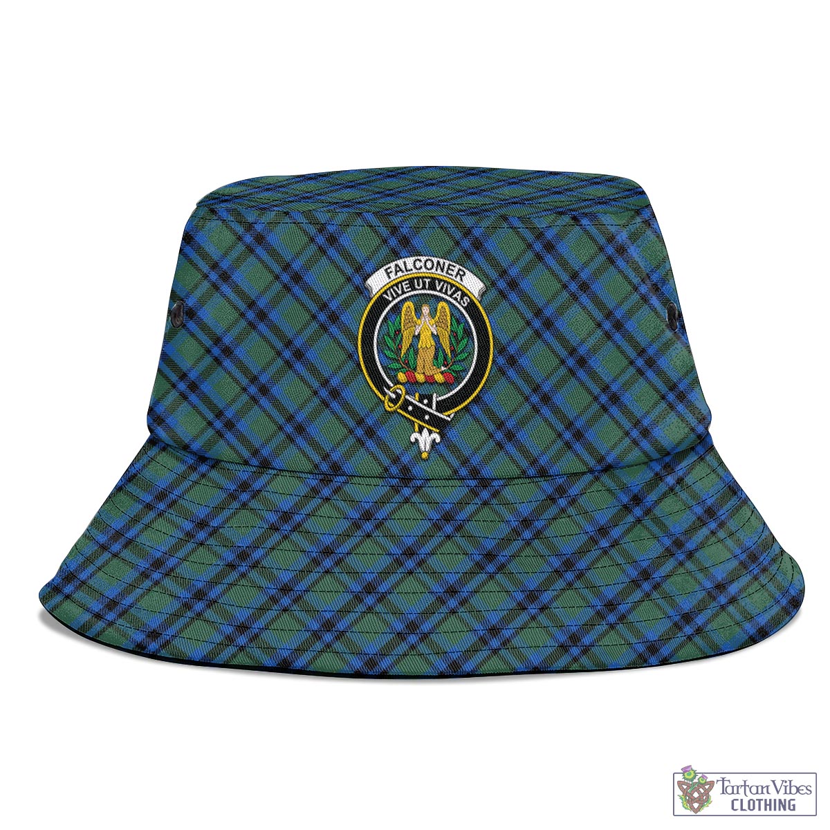 Tartan Vibes Clothing Falconer Tartan Bucket Hat with Family Crest