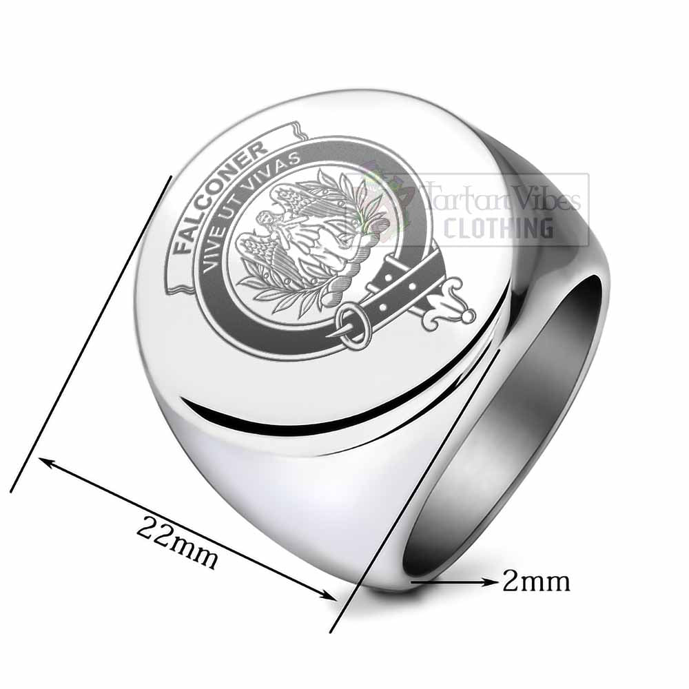 Tartan Vibes Clothing Falconer Clan Crest Engraved Ring