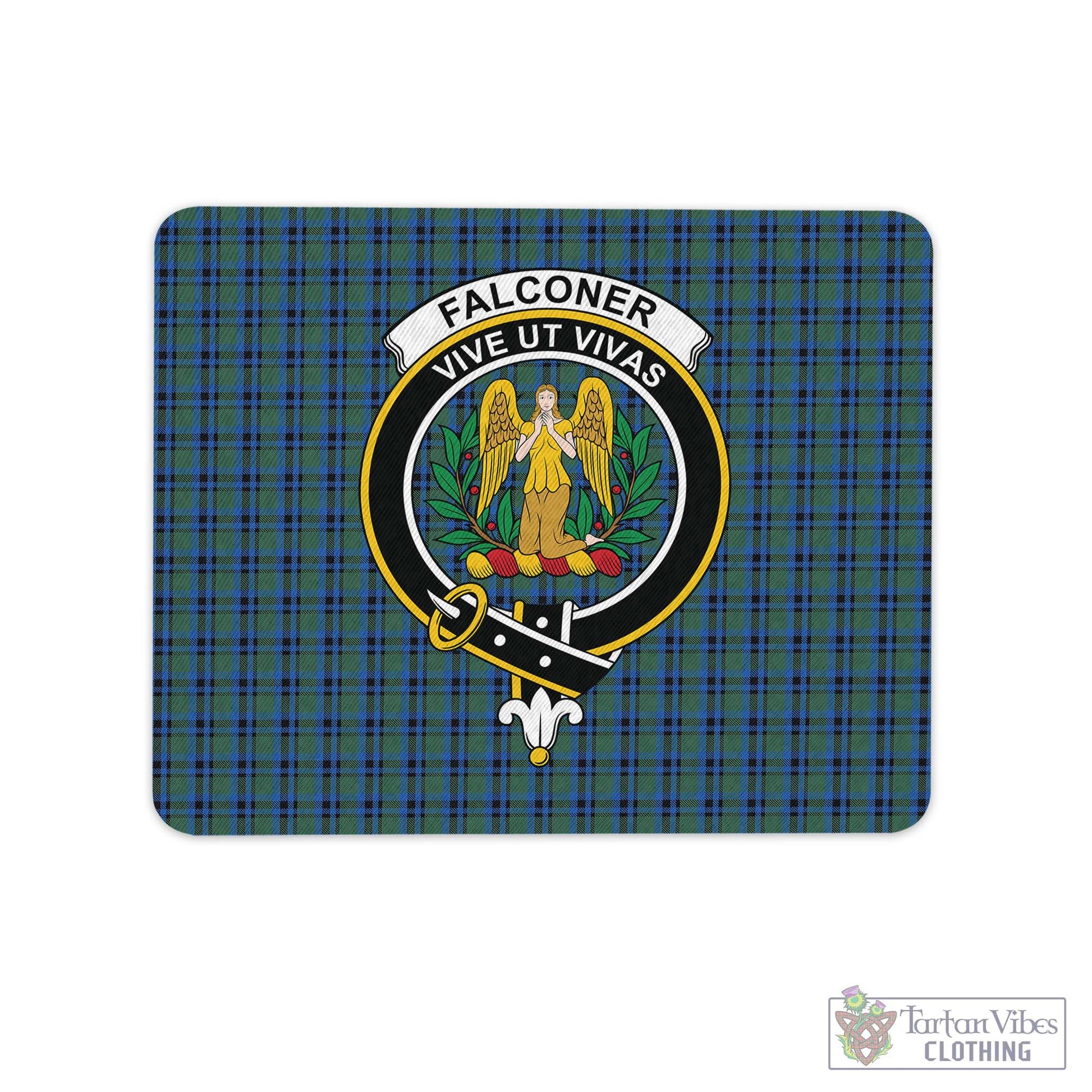 Tartan Vibes Clothing Falconer Tartan Mouse Pad with Family Crest