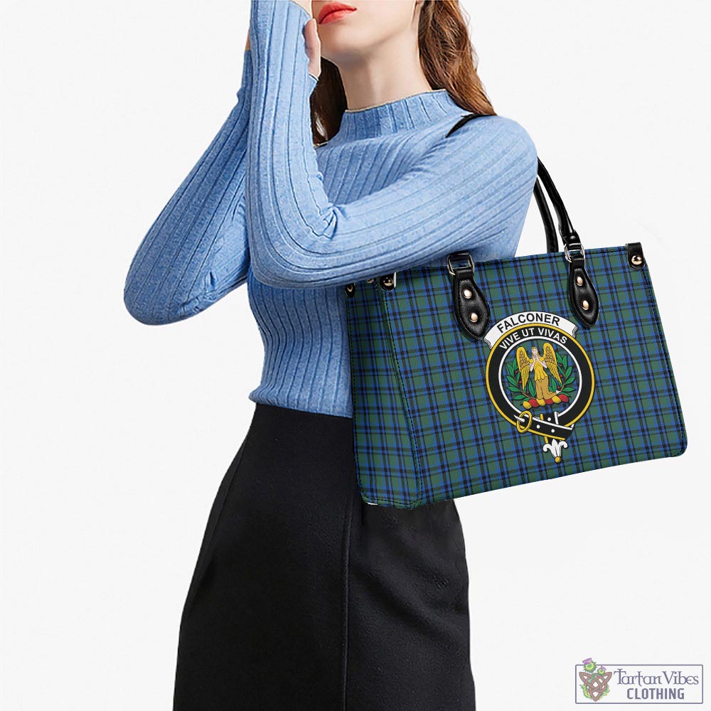 Tartan Vibes Clothing Falconer Tartan Luxury Leather Handbags with Family Crest