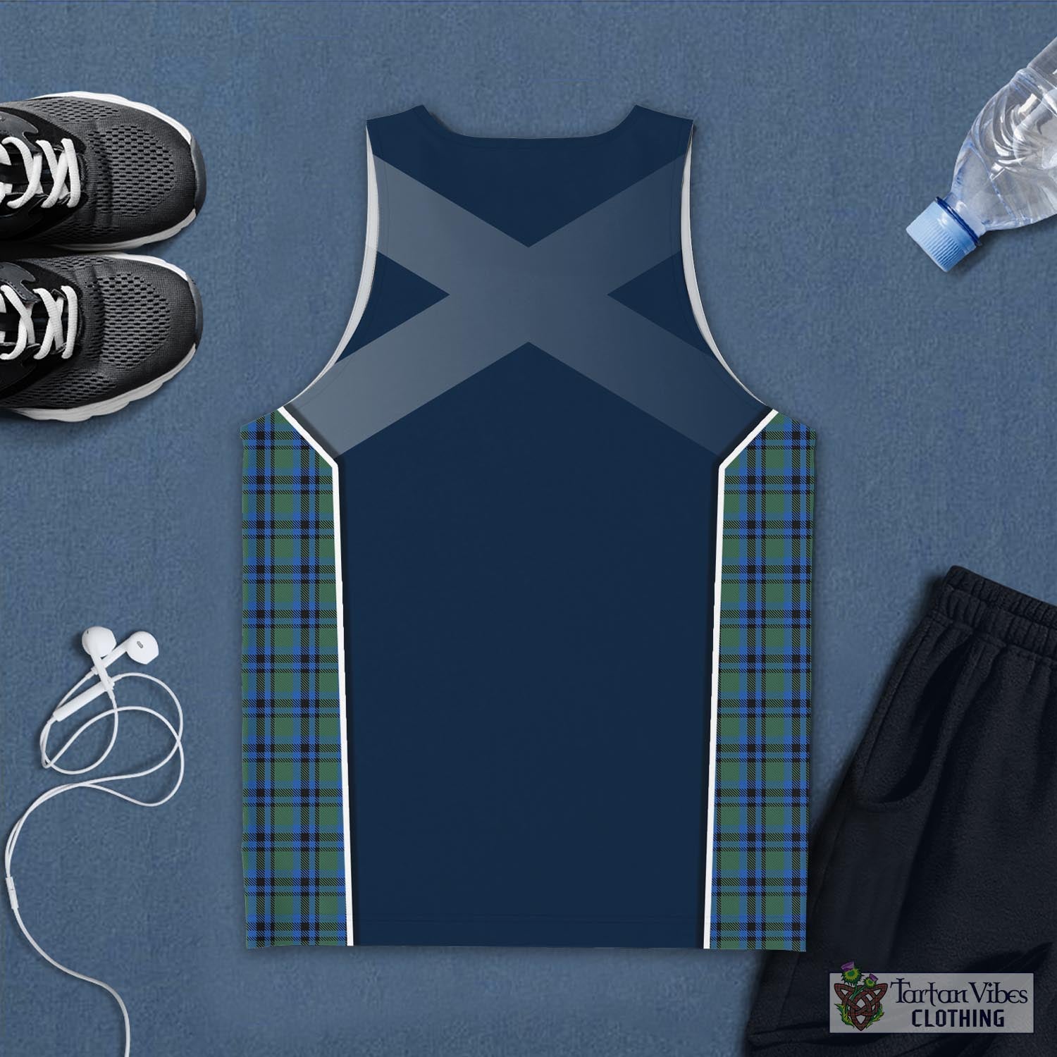 Tartan Vibes Clothing Falconer Tartan Men's Tanks Top with Family Crest and Scottish Thistle Vibes Sport Style