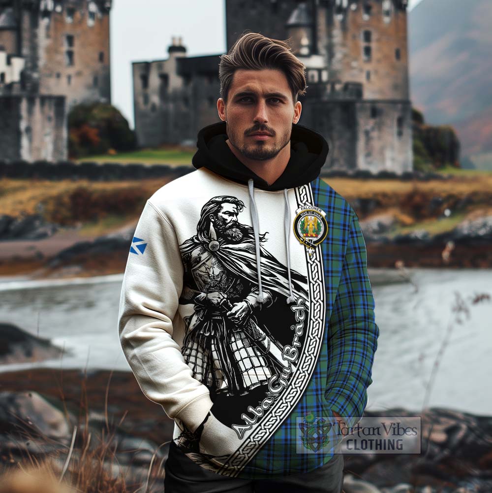 Tartan Vibes Clothing Falconer Tartan Clan Crest Cotton Hoodie with Highlander Warrior Celtic Style