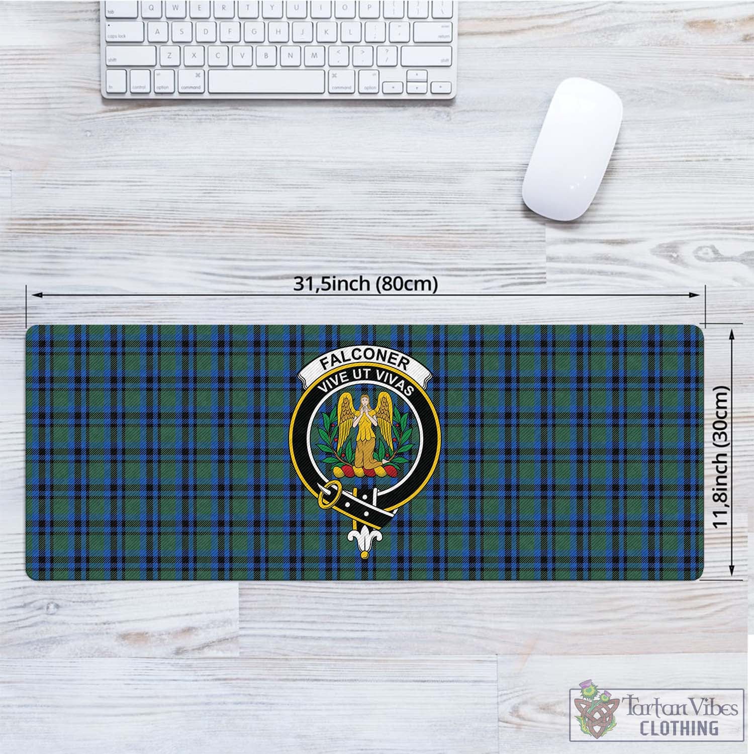 Tartan Vibes Clothing Falconer Tartan Mouse Pad with Family Crest