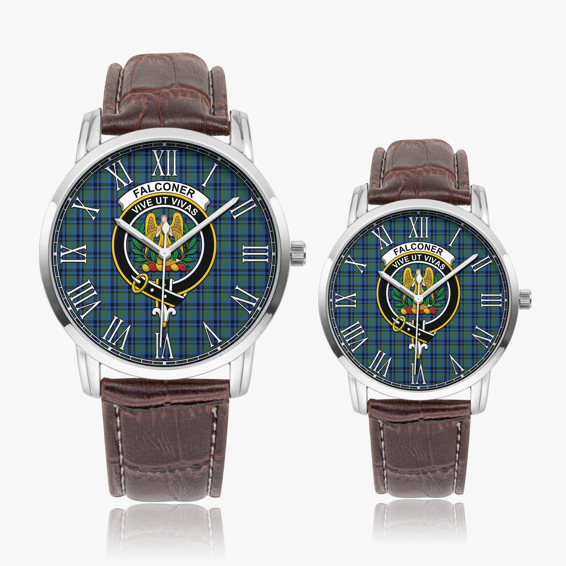 Falconer Tartan Family Crest Leather Strap Quartz Watch - Tartanvibesclothing