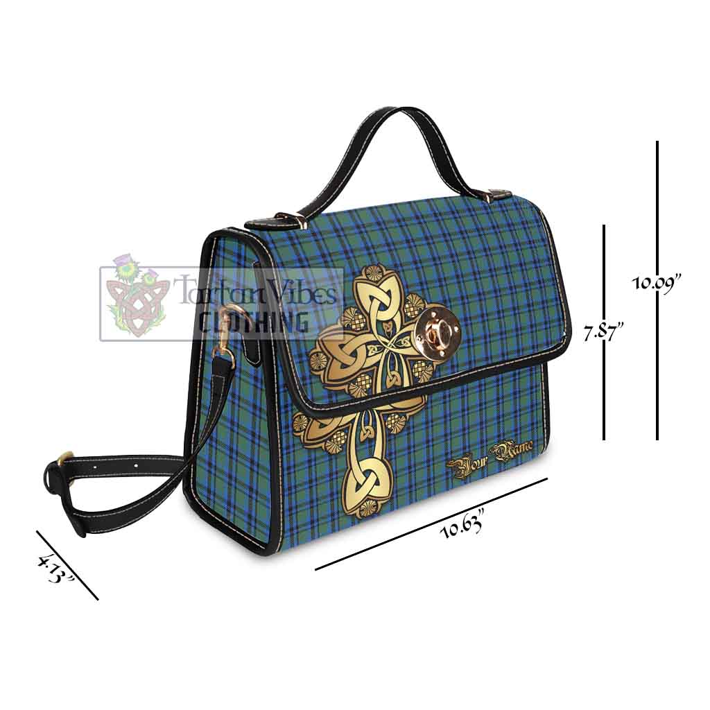 Falconer Tartan Waterproof Canvas Bag Golden Thistle Celtic Cross Style - Tartan Vibes Clothing