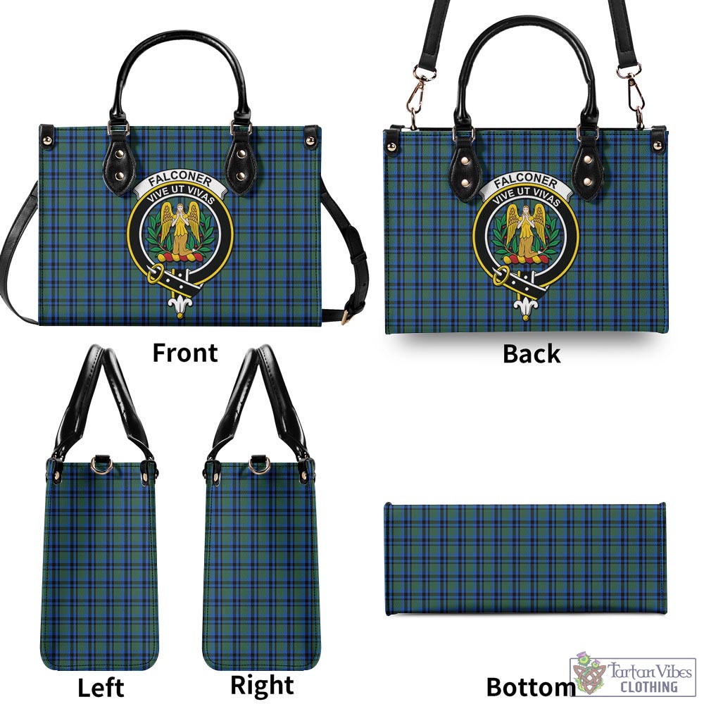 Tartan Vibes Clothing Falconer Tartan Luxury Leather Handbags with Family Crest