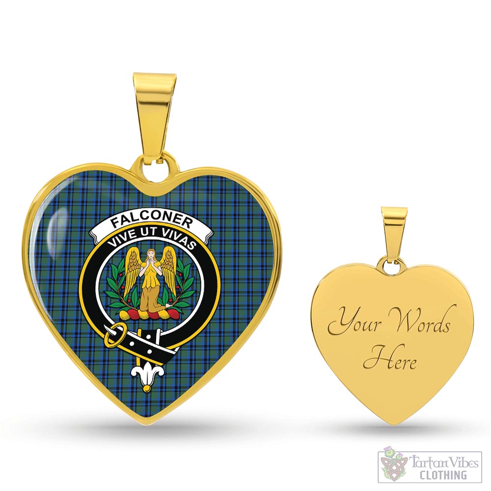 Falconer Tartan Heart Necklace with Family Crest Luxury Necklace (Gold) Yes - Tartan Vibes Clothing