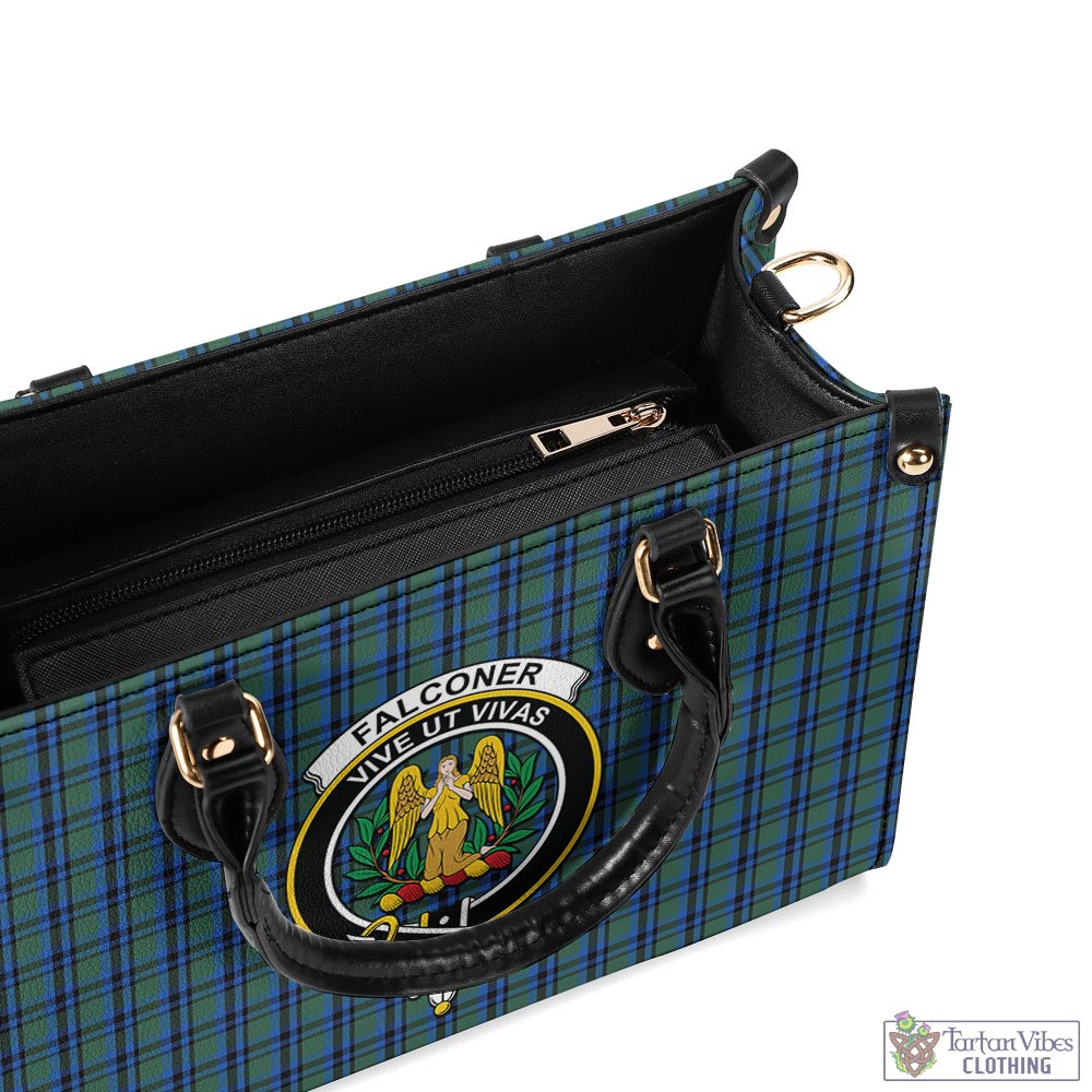 Tartan Vibes Clothing Falconer Tartan Luxury Leather Handbags with Family Crest