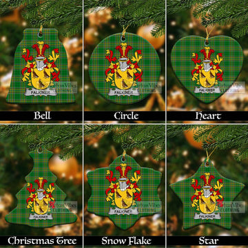 Falkiner Irish Clan Tartan Christmas Ceramic Ornament with Coat of Arms