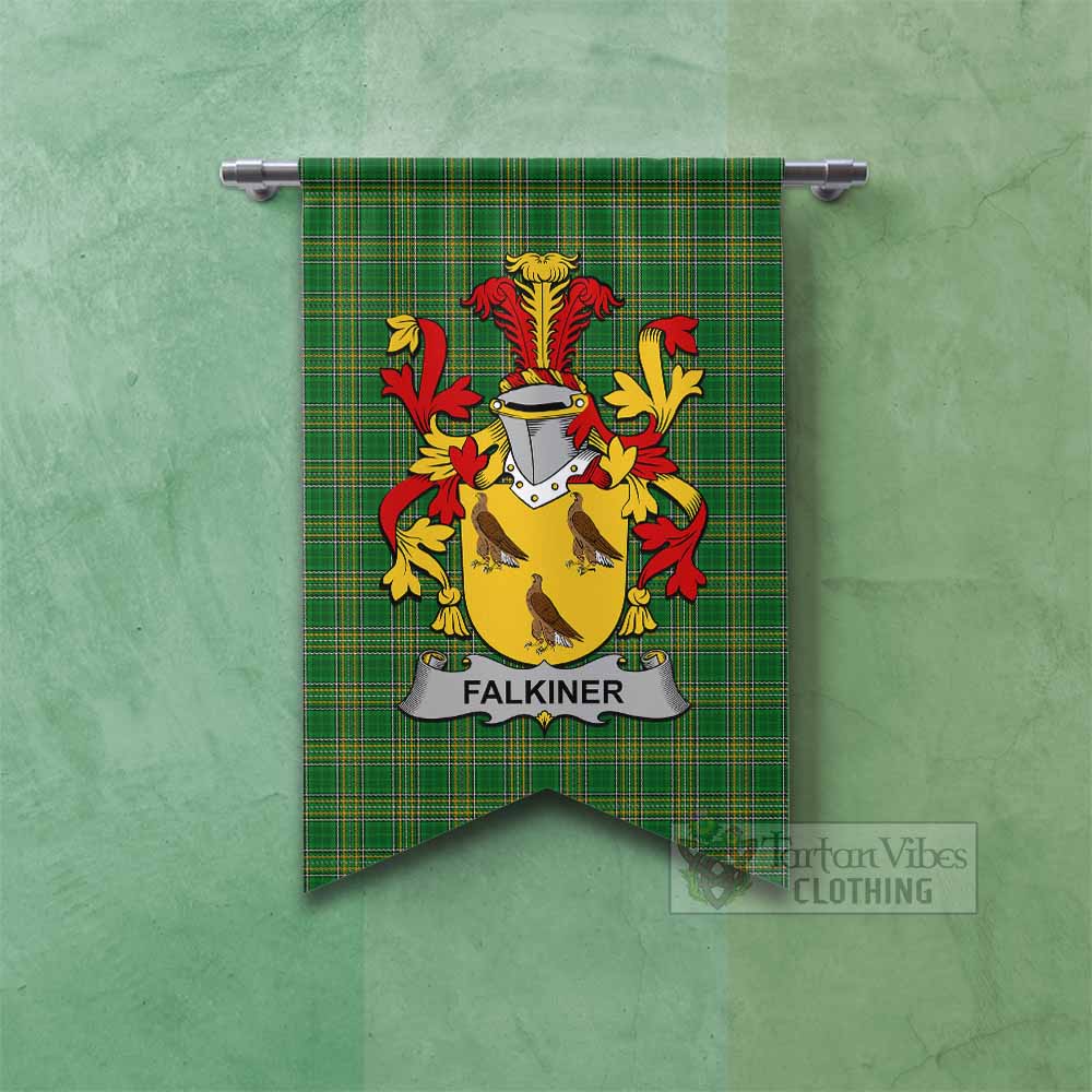 Falkiner Irish Clan Tartan Gonfalon, Tartan Banner with Coat of Arms Fishtail - Tartan Vibes Clothing