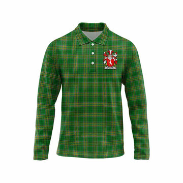 Fallon Irish Clan Tartan Long Sleeve Polo Shirt with Coat of Arms