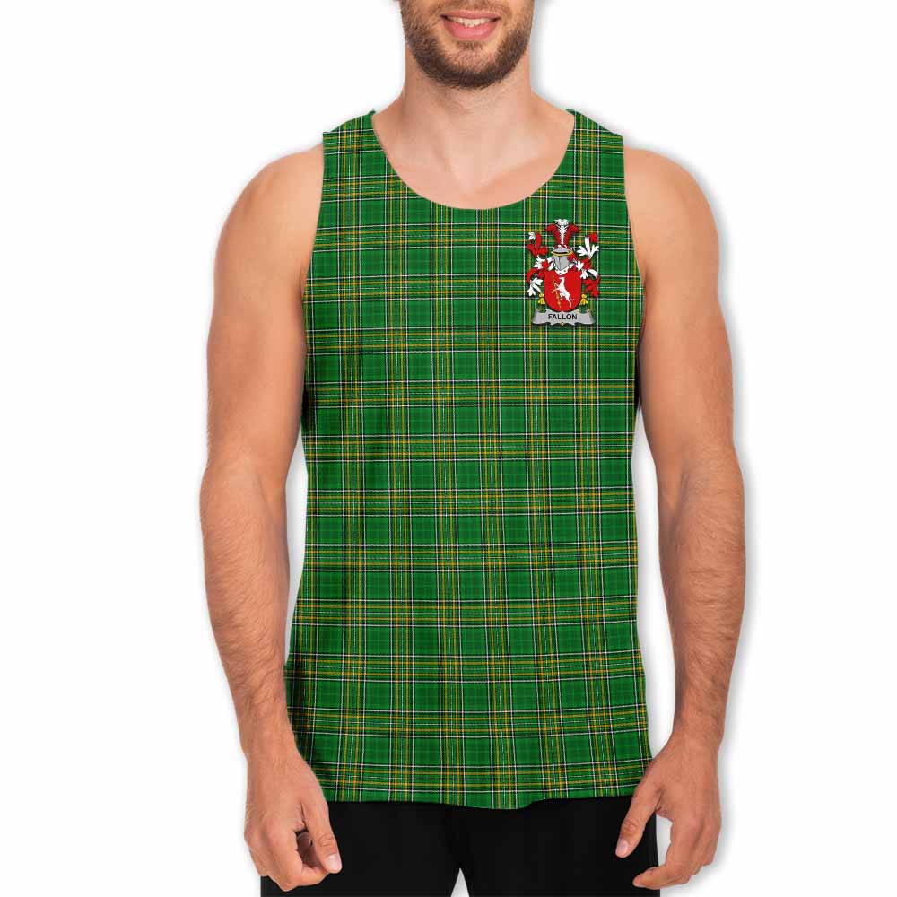 Tartan Vibes Clothing Fallon Irish Clan Tartan Men's Tank Top with Coat of Arms