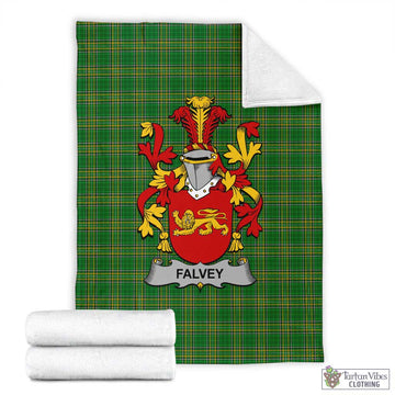 Falvey Irish Clan Tartan Blanket with Coat of Arms X-Large 59 x 79 inches 150 x 200 cm - Tartan Vibes Clothing