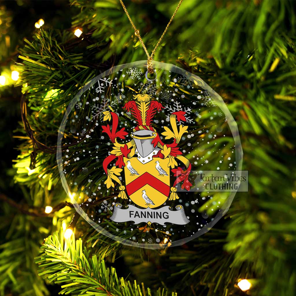 Tartan Vibes Clothing Fanning Irish Clan Christmas Glass Ornament with Coat of Arms