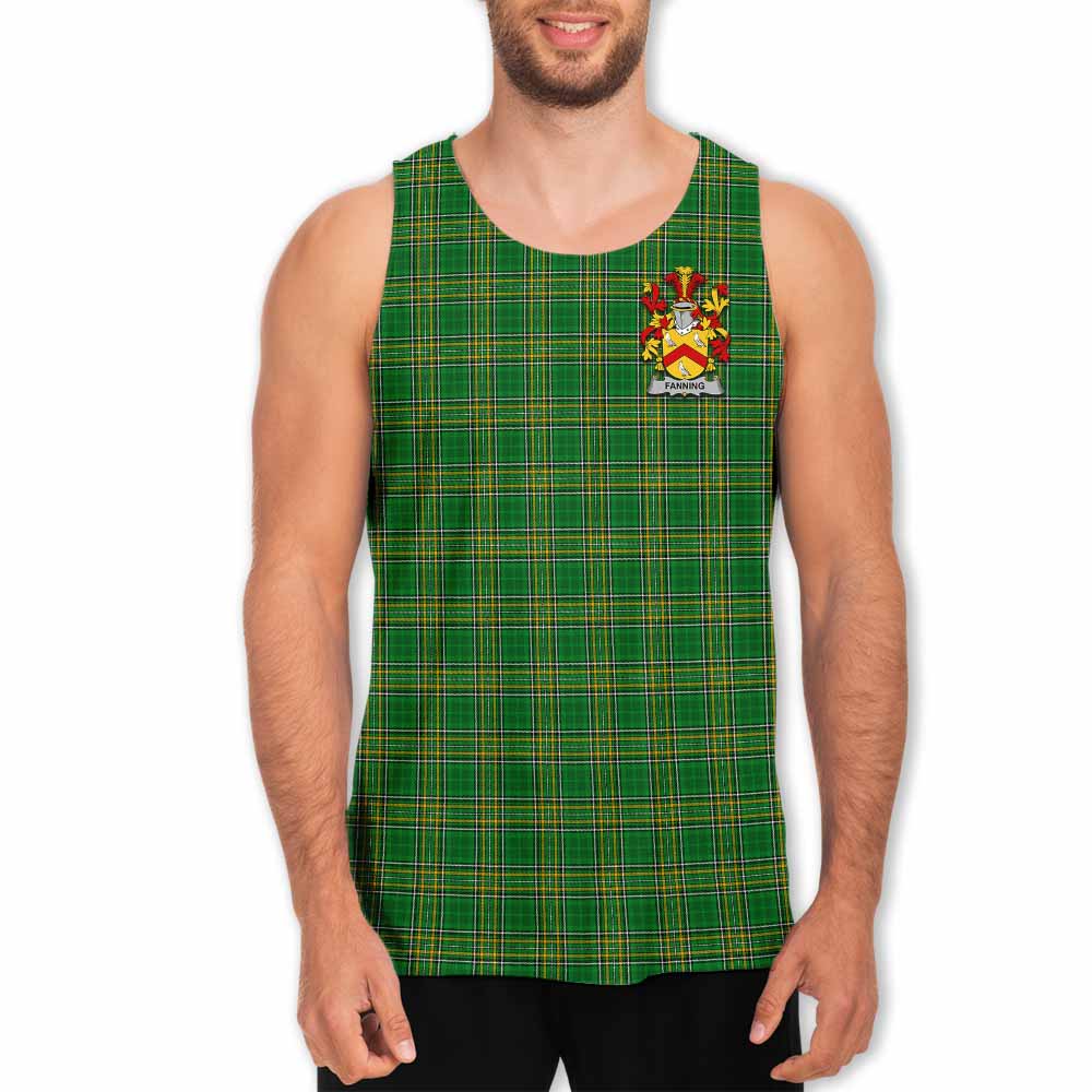 Tartan Vibes Clothing Fanning Irish Clan Tartan Men's Tank Top with Coat of Arms