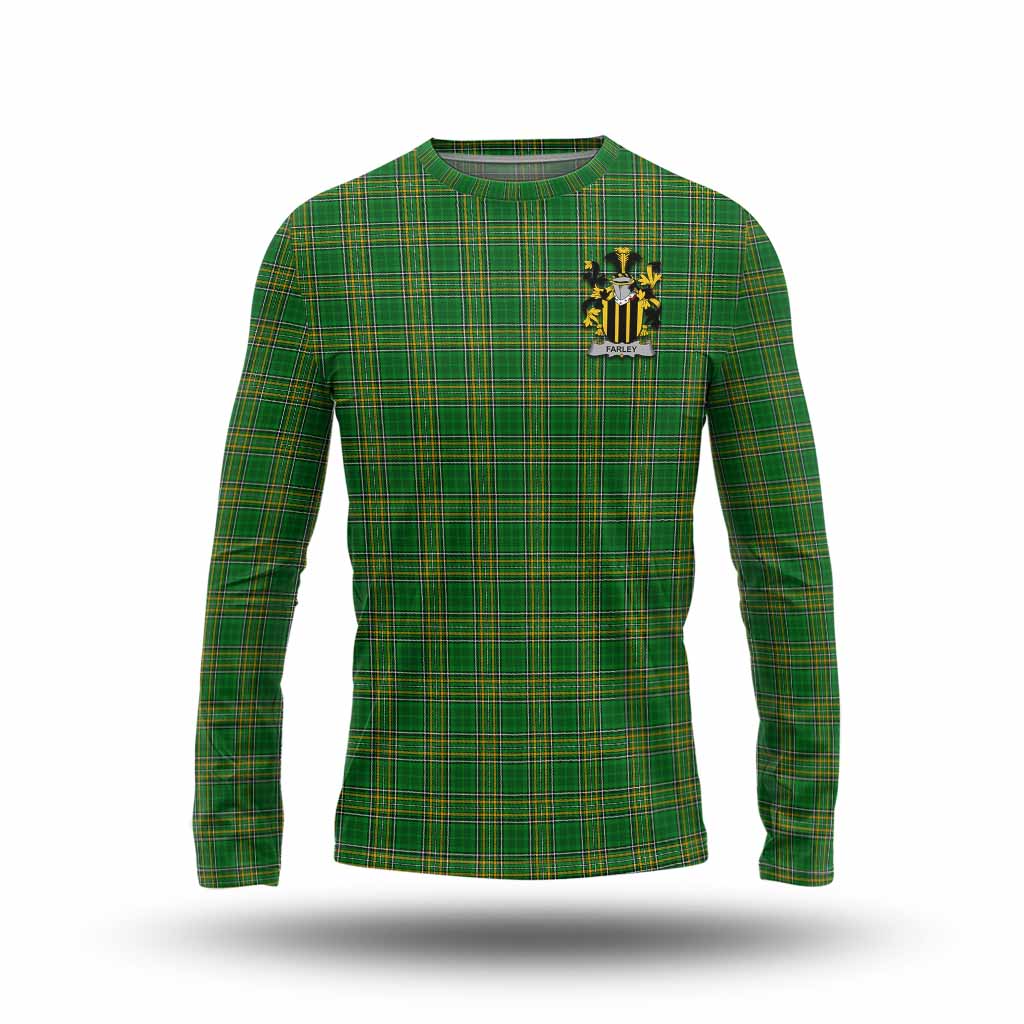 Tartan Vibes Clothing Farley Irish Clan Tartan Long Sleeve T-Shirt with Coat of Arms