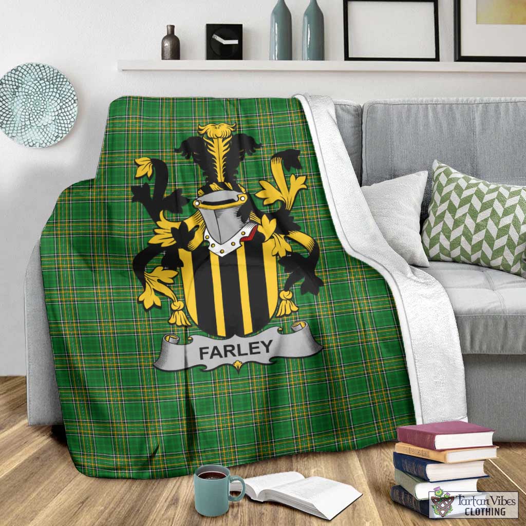 Tartan Vibes Clothing Farley Irish Clan Tartan Blanket with Coat of Arms