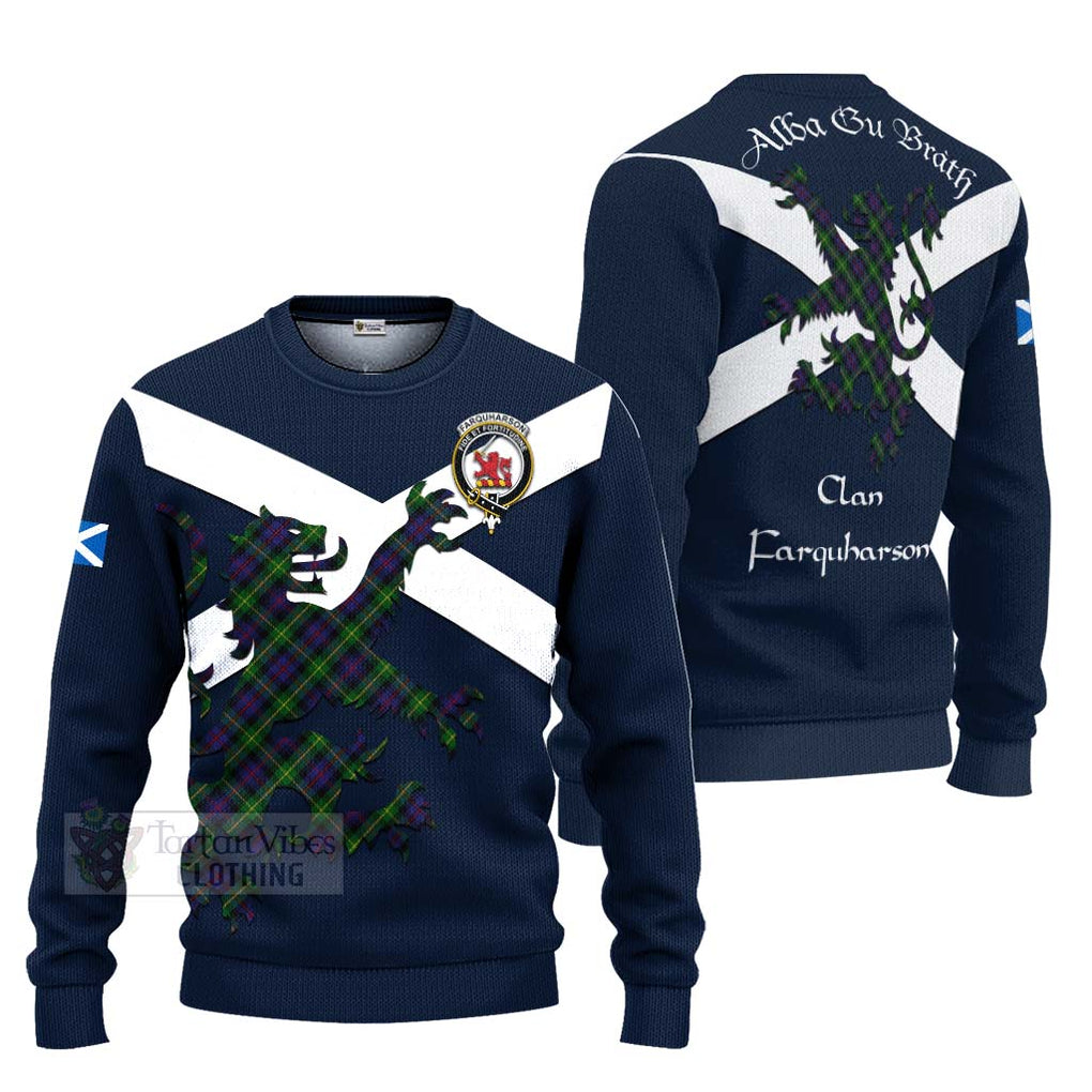 Tartan Vibes Clothing Farquharson Tartan Lion Rampant Knitted Sweater – Proudly Display Your Heritage with Alba Gu Brath and Clan Name