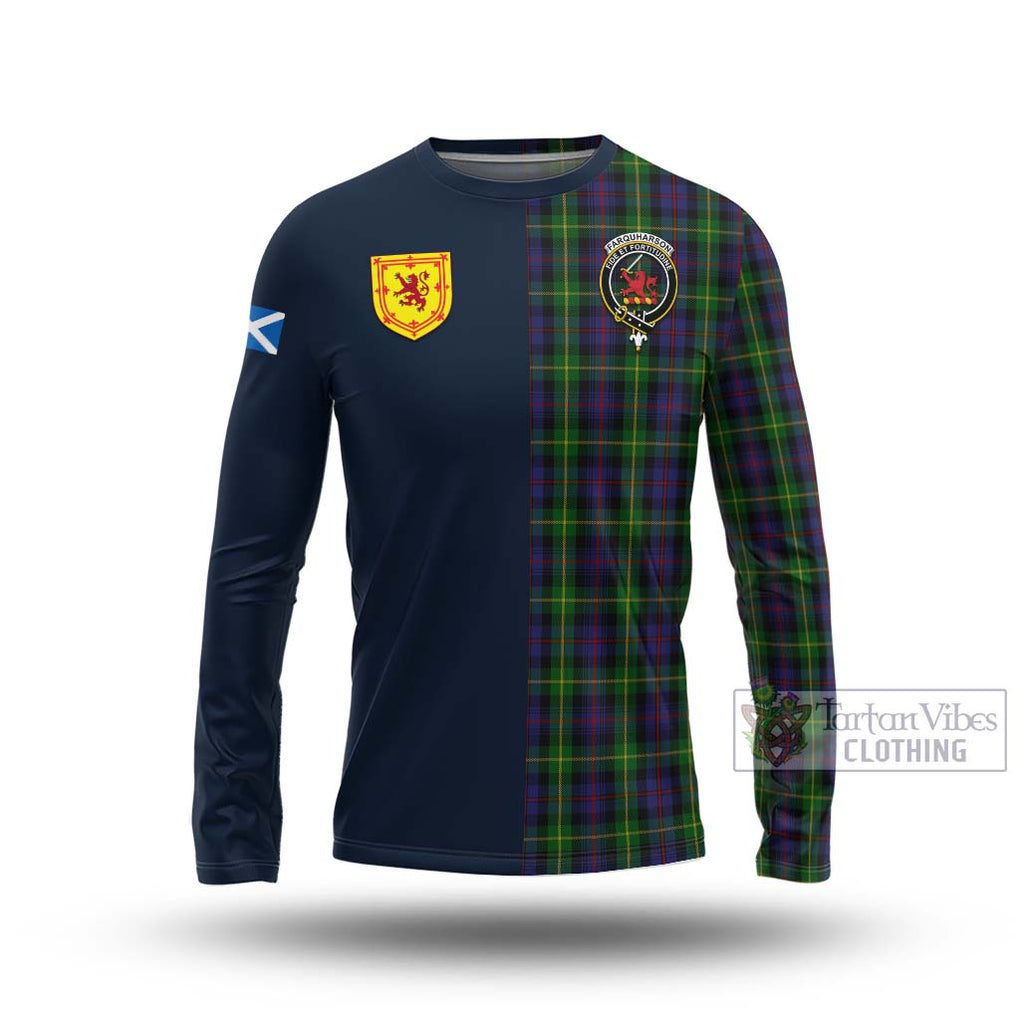 Tartan Vibes Clothing Farquharson Tartan Long Sleeve T-Shirt with Scottish Lion Royal Arm Half Style