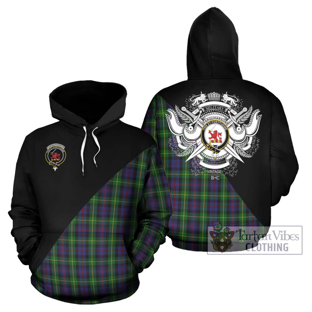 Farquharson Tartan Hoodie with Family Crest and Military Logo Style Zip Hoodie - Tartanvibesclothing Shop