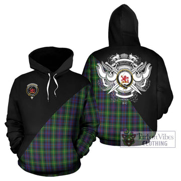 Farquharson Tartan Hoodie with Family Crest and Military Logo Style