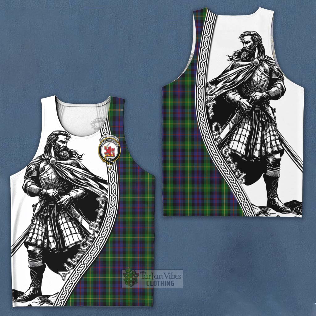 Tartan Vibes Clothing Farquharson Tartan Clan Crest Men's Tank Top with Highlander Warrior Celtic Style