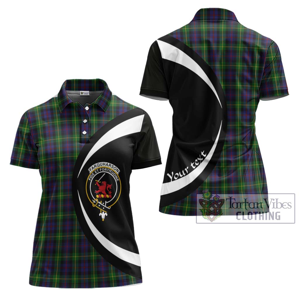 Tartan Vibes Clothing Farquharson Tartan Women's Polo Shirt with Family Crest Circle Style