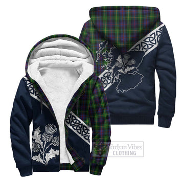 Farquharson Tartan Sherpa Hoodie Featuring Thistle and Scotland Map