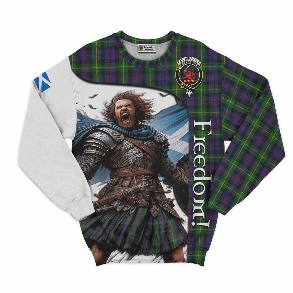 Tartan Vibes Clothing Farquharson Crest Tartan Sweatshirt Inspired by the Freedom of Scottish Warrior