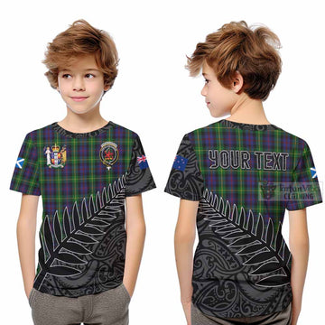 Farquharson Crest Tartan Kid T-Shirt with New Zealand Silver Fern Half Style